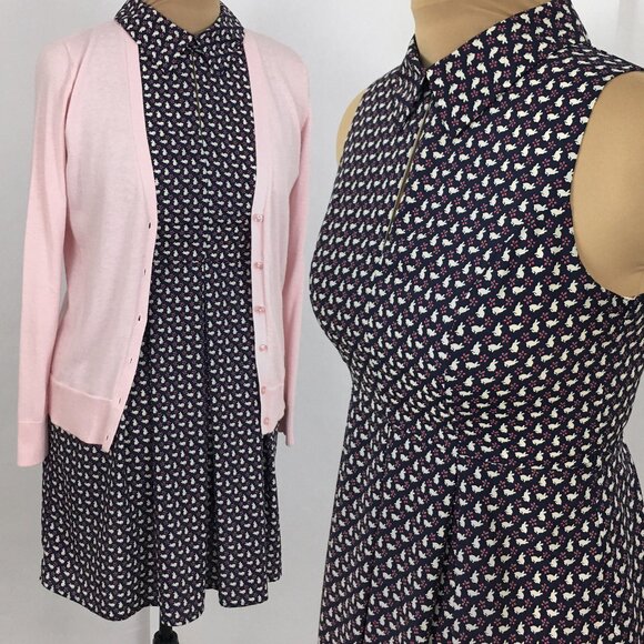 ❌SOLD❌Modcloth Sleeveless Pleated Short Dress Bunny Rabbits - Picture 1 of 10